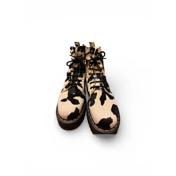 Dr. Martens Cow Print Jadon Boots Size 9 White Black LTD ED - Picture 3 of 6